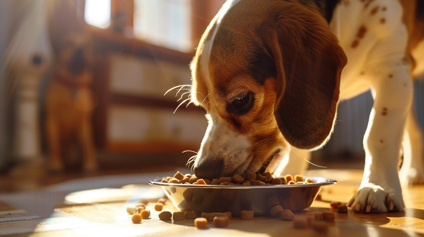 beagle mange croquettes gamelle