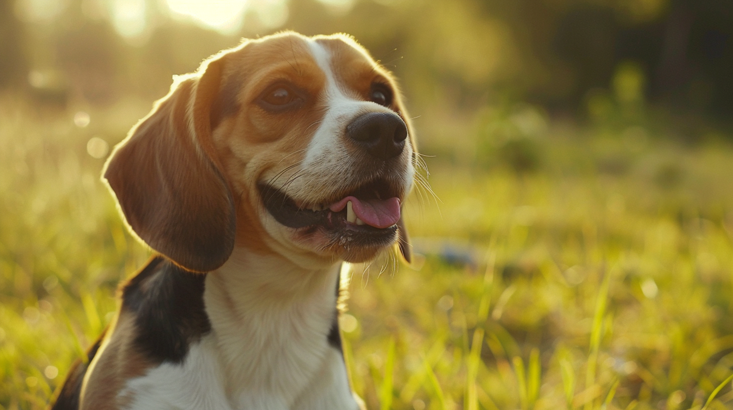 beagle dans un champ